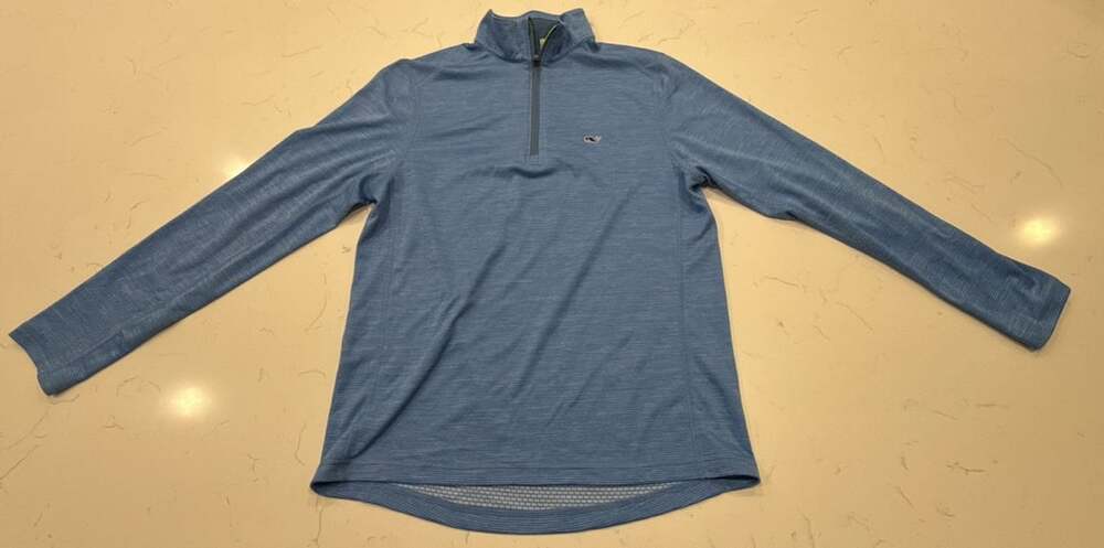 Vineyard Vines Performance Quarter Zip Size S Blue Striped Pullover
